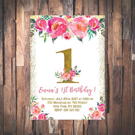 Floral Kids Birthday Floral 1st Birthday Invitations for | Etsy