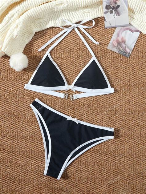 Conjunto De Mai Bikini La O E Decote Em Halter Novidade Para Praia E F Rias De Ver O