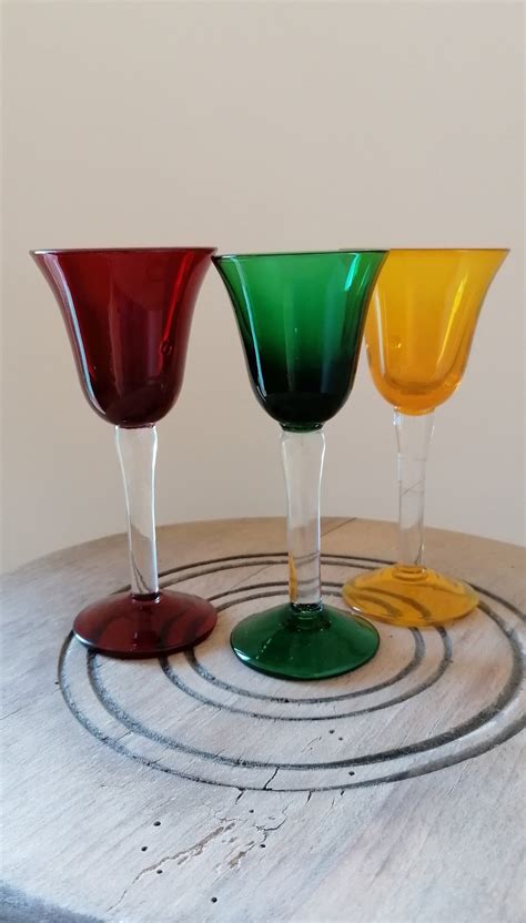 Vintage Hand Blown Liqueur Port Sherry Glasses Set Of Etsy