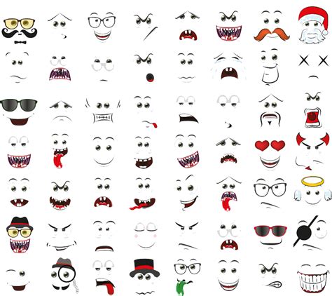 Cartoon Face Expression Png Face Expression Set Vector Illustration