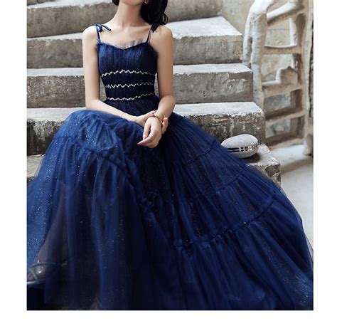 Elegant Royal Blue Prom Dress Glitter Evening Dress Straps - Etsy