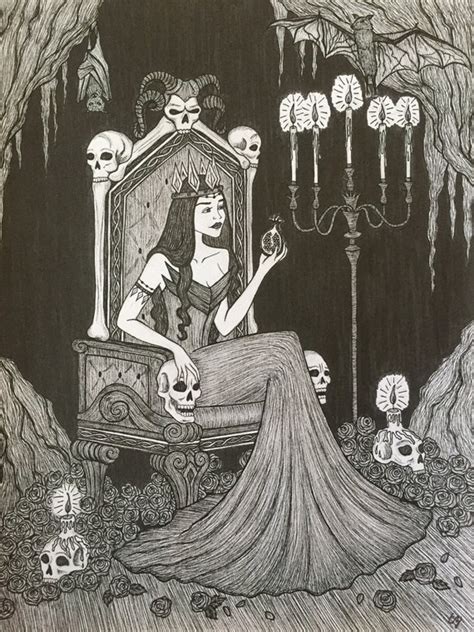 Persephone Queen Of The Underworld Pen Ink Print 5x7 Kore Etsy