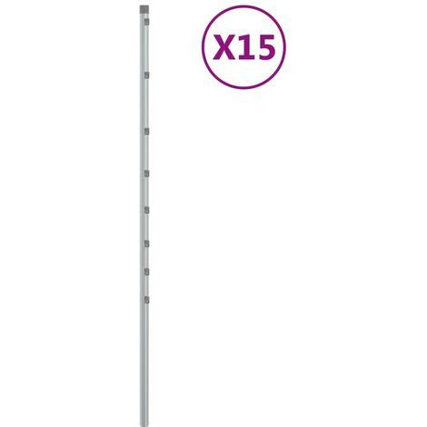 Vidaxl Poteaux De Cl Ture Pcs Argent Cm Acier Galvanis