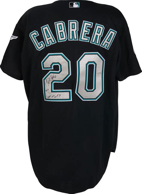 2003 World Series Miguel Cabrera Signed Game Worn Marlins Jersey (PSA)