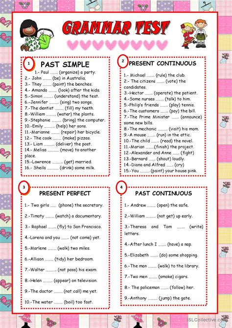 Grammar Test English Esl Worksheets Pdf And Doc