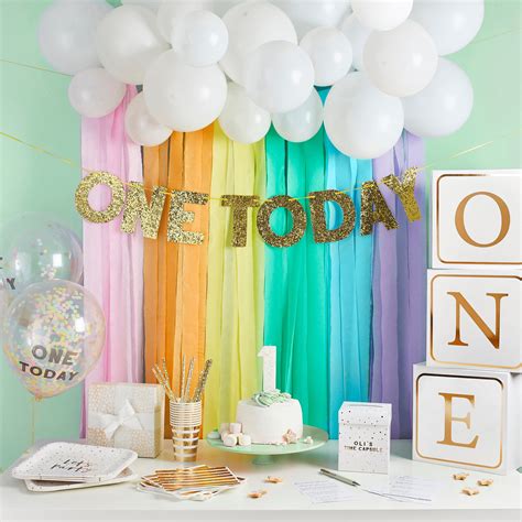 One Today Gold Glitter First Birthday Banner 2M | Little Big Party Co ...