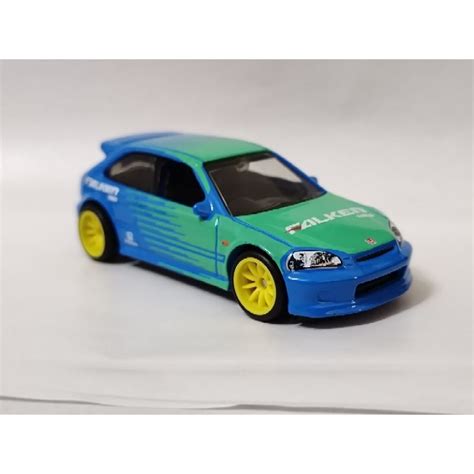 Hot Wheels Honda Civic Type R Ek Falken Unspun Rubber Wheels Shopee Malaysia