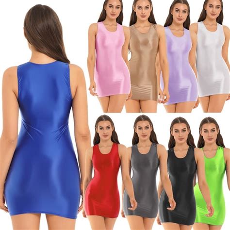 Womans Dress Sexy Wet Look PVC Leather Bodycon Lingerie Zipper Front Clubwear EBay