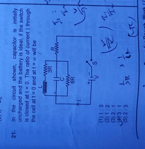 In The Circuit Shown Capacitor Is Initially Uncharged And The Battery Is