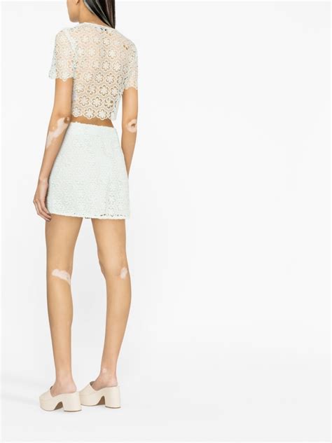 Self Portrait Daisy Lace Detail Miniskirt Green FARFETCH