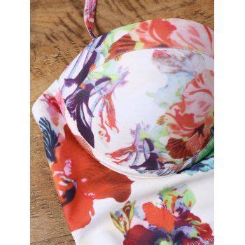 Flower Printed Halter High Waisted S Bikini White M In Bikinis Online Store Best High