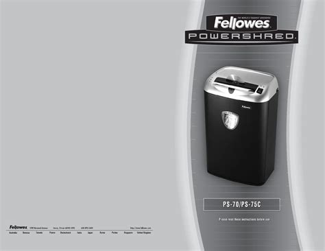 User Manual Fellowes Powershred Ps 70 English 2 Pages