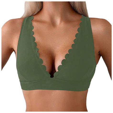 Hauetro Women S Deep V Neck Bikini Top Push Up Padded Swimsuit Top