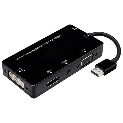 Hdmi To Hdmi Vga Dvi 35mm Audio Adapter Cable Black