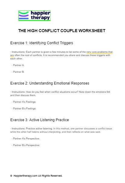 The High Conflict Couple Worksheets