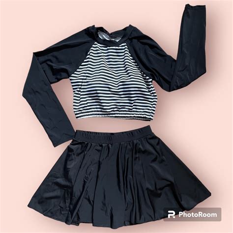 Bikini đi biển mảnh áo váy kín đáo CÓ MÚT CÓ SIZE Đồ bơi nữ tay dài váy xòe Áo bơi croptop