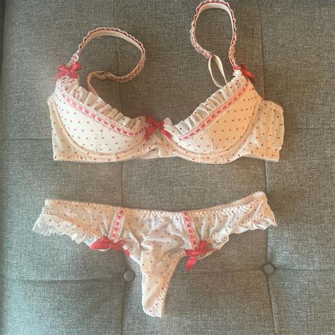 Agent Provocateur Pink And Red Polka Dot Lingerie Depop