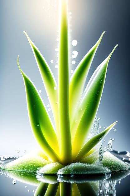 Aloe Vera Fresco Con Salpicaduras De Agua Aisladas Sobre Fondo Blanco