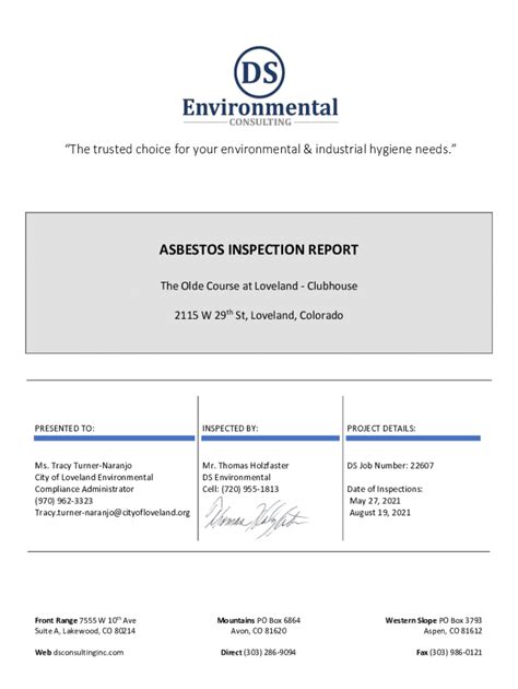 Fillable Online Asbestos Inspection Report Amazon Aws Fax Email Print