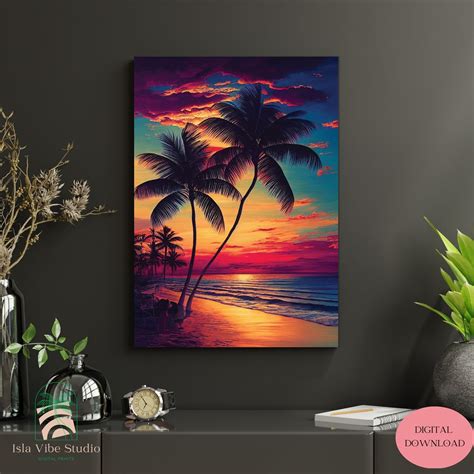beach sunset print sunset poster sunset   ocean tropical beach
