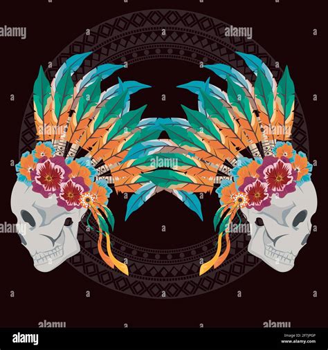 Skulls Indians Profiles Stock Vector Image Art Alamy