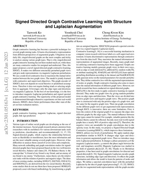 Signed Directed Graph Contrastive Learning With Laplacian Augmentation Deepai