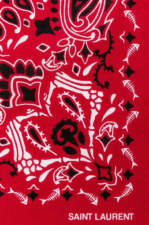 Saint Laurent Skull Bandana In Red Ivory Fwrd