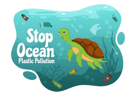 Premium Vector Stop Ocean Plastic Pollution Illustration With Trash