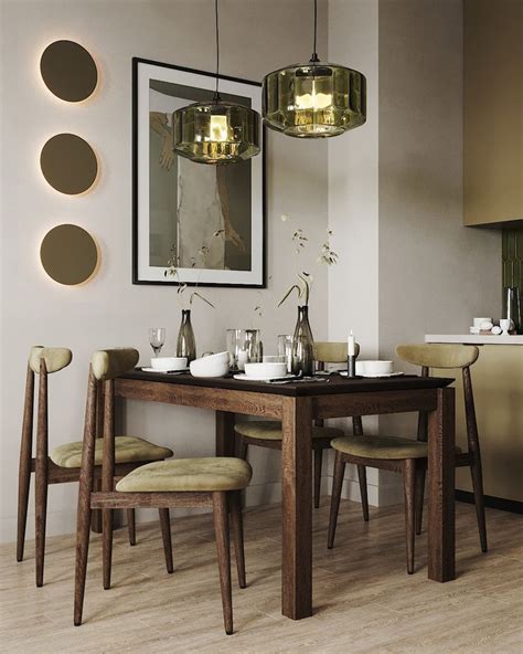 Интерьер кухни с массивным обеденным столом и стульями | Интерьер кухни ...