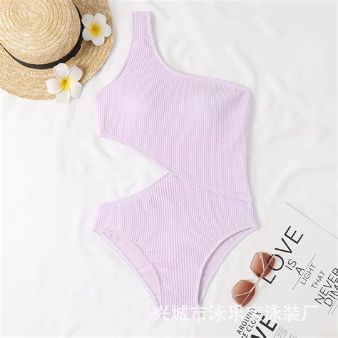 Generic Swimsuit Wrinkle Champray Sexy Siamese One Shoulder Bikini Swimsuit Female Bikini