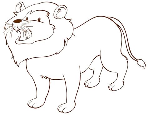 Free Vector Lion In Doodle Simple Style On White Background