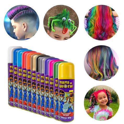 Spray De Cabelo Colorido Infantil - Tinta Temporária Spray Colorido Cabelos Festa 150ml Carnaval Cabelo ...