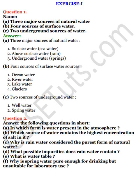 Selina Concise Chemistry Class 6 ICSE Solutions Chapter 7 Water CBSE Tuts