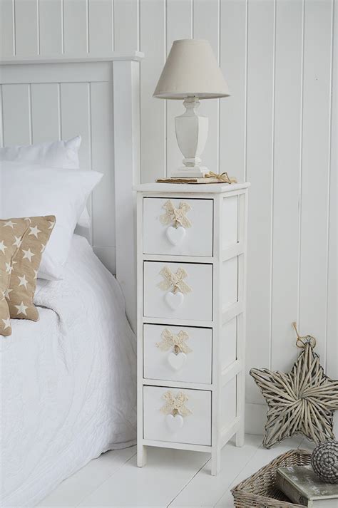 Dorset Narrow Cm White Tall Bedside Table Cabinet The White