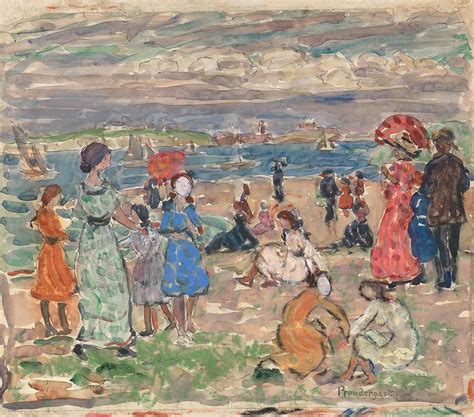 Maurice Prendergast Beach Scene 1920 Impressionism Painting Post
