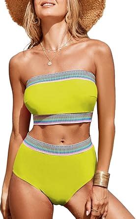 Amazon Herseas Women S 2 Pieces Bandeau Bikini Color Block Swimsuits 2025 Summer Off