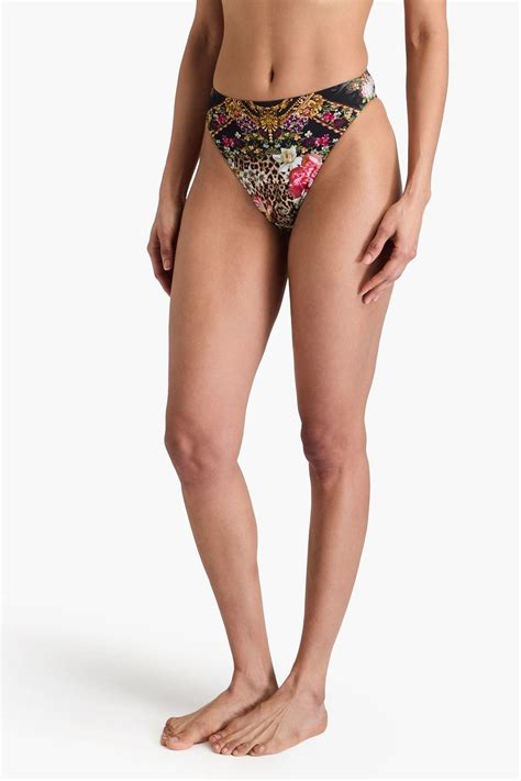 CAMILLA Hoch sitzendes Bikini Höschen mit floralem Print und Kristallverzierung THE OUTNET