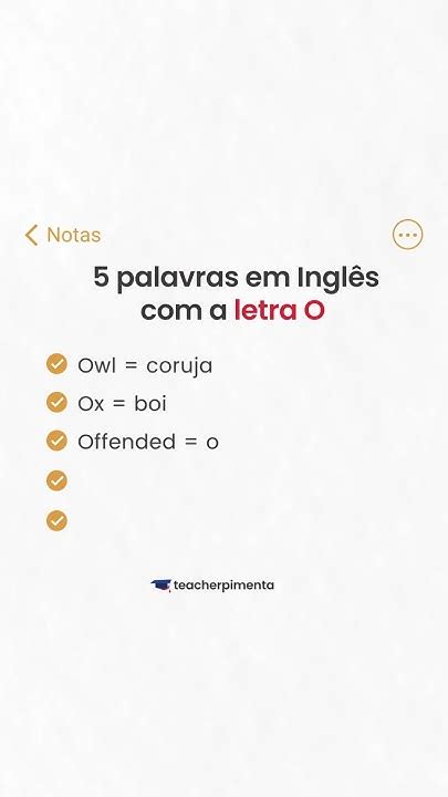 Palavra Em Ingles Com O - 5 palavras com a letra O em Inglês - YouTube