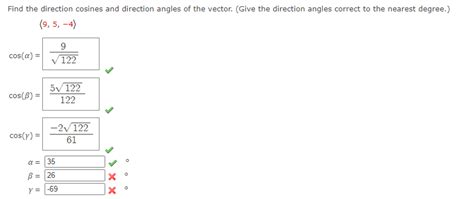 Solved Find The Direction Cosines And Direction Angles Of