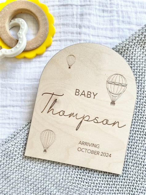 Arch Hot Air Balloon Baby Announcement Plaque Etsy