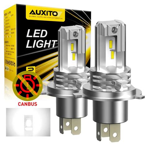 AUXITO 1 2Pcs H4 9003 LED 하이 Lo 높은 낮은 빔 Canbus 헤드 라이트 아우디 혼다 VW 도요타 H4