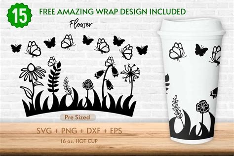 Oz Flower With Butterfly Starbucks Hot Cup Svg