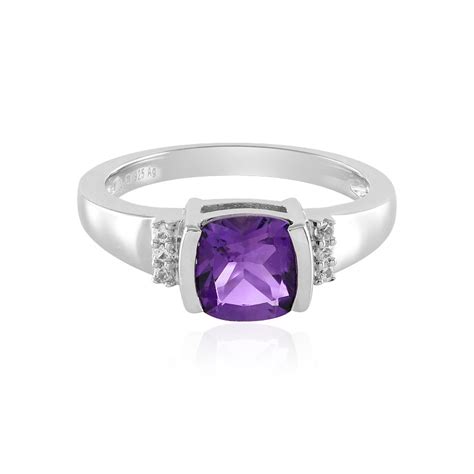 Marokkanischer Amethyst Ct Platinplattierter Silberring