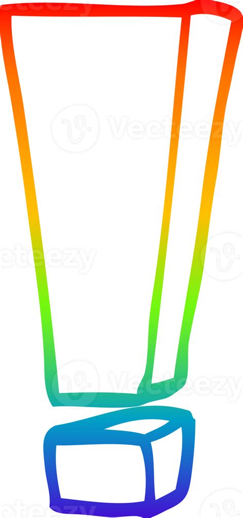 Rainbow Gradient Line Drawing Of A Cartoon Exclamation Mark 44980617 Png