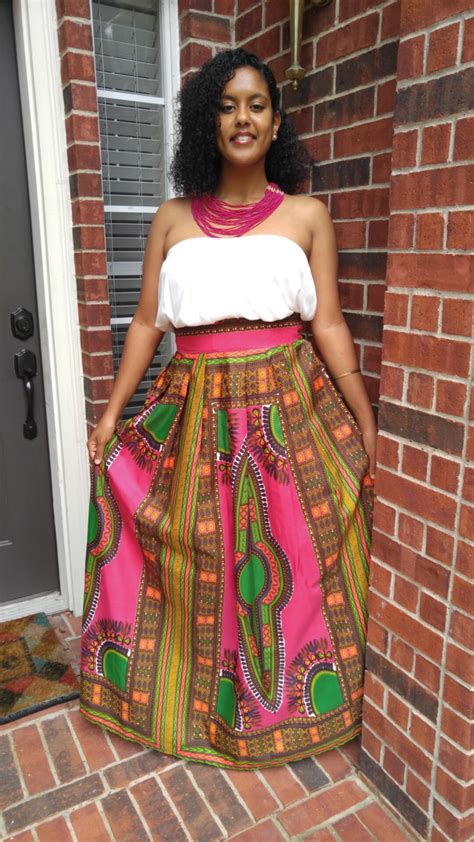 Lielt African Print Dashiki Maxi Skirt Pinkgreen African Dashiki Maxi Skirt Ankara Skirt