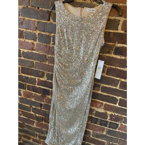 Calvin Klein Collection Dresses Nwt Calvin Klein Formal Dress Sequins Nude Sparkle Poshmark