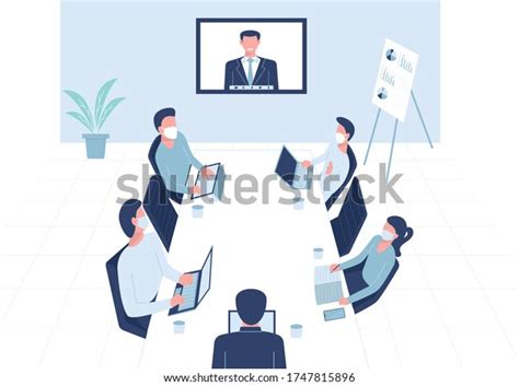 Vector Flat Cartoon Illustration Group Businesspeople Stock Vector