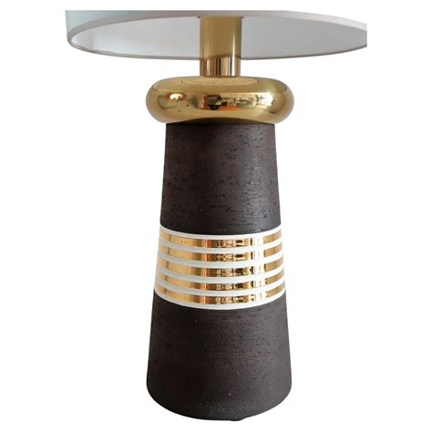 Italian Mid Century Ceramic And Brass Table Lamp By Aldo Londi For