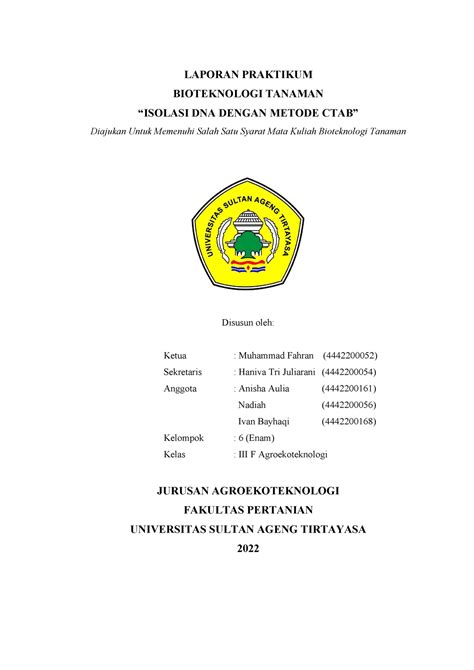 Praktikum Ke 3 Isolasi DNA Dengan Metode CTAB 6 LAPORAN PRAKTIKUM