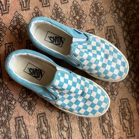 Vans Shoes Vans Checkerboard Classic Slipon In Light Blue Poshmark